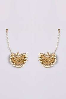 Two-Tone Finish Multi-Colored Stone Chandbali Earrings