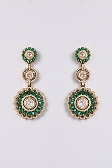 Two-Tone Finish Multi-Colored Stone Dangler Earrings
