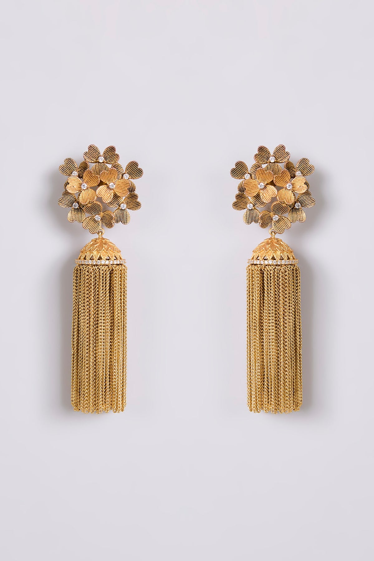 Two-Tone Finish Multi-Colored Stone Dangler Earrings