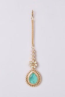Gold Finish Kundan Polki Maangtikka
