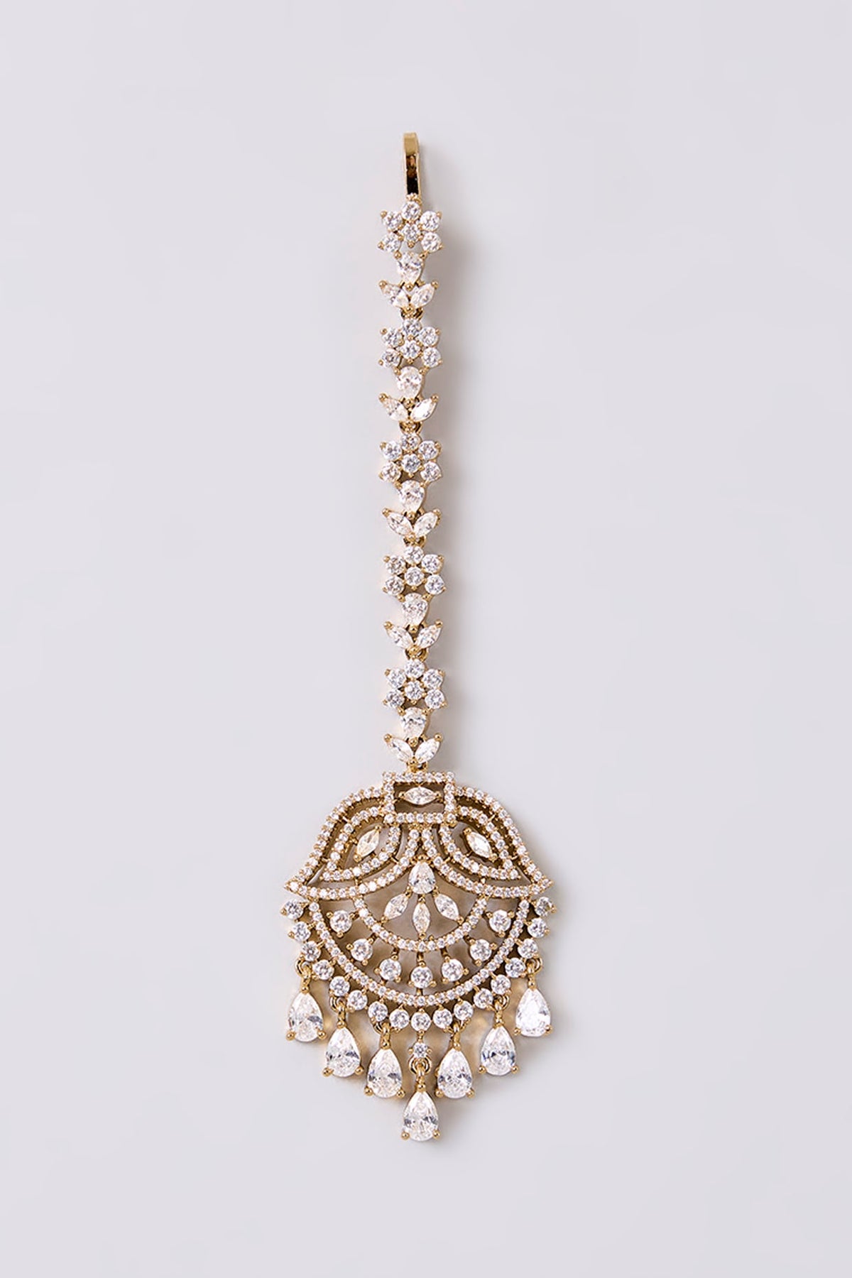 White Finish Zircon Maangtikka