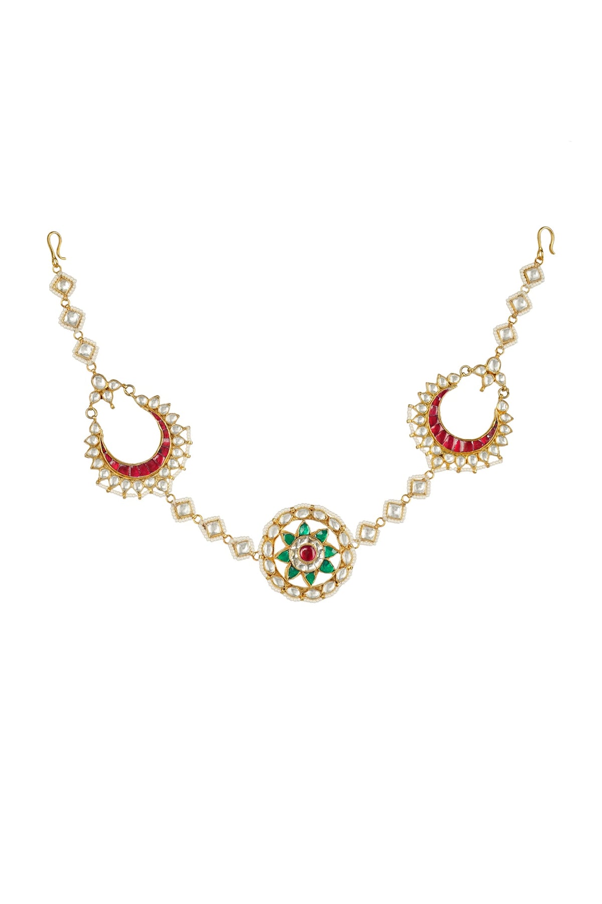 Gold Plated Kundan Polki Head Band