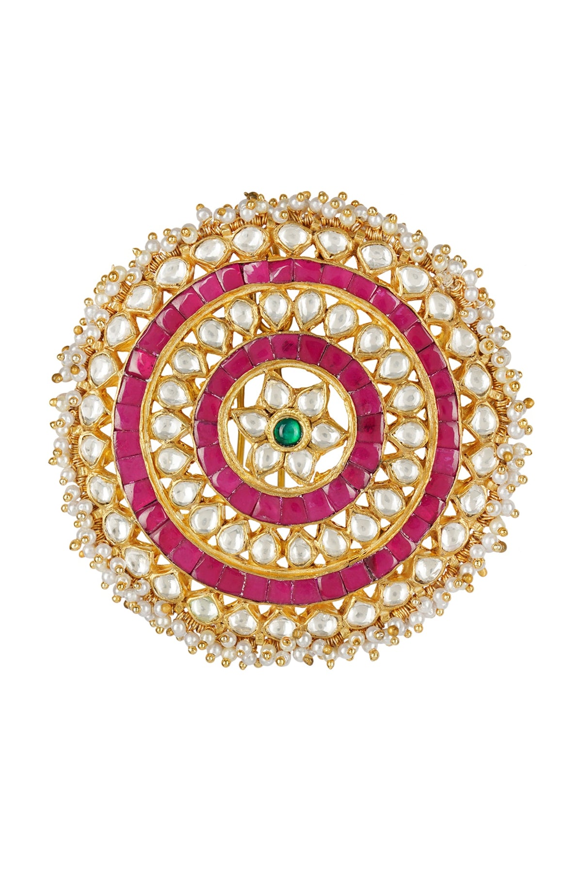 Gold Plated Juda Accessory With Kundan Polki