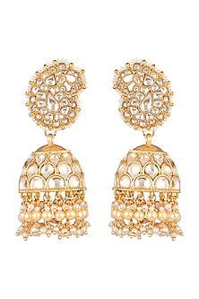 Gold Plated Pearl Jhumka Earrings