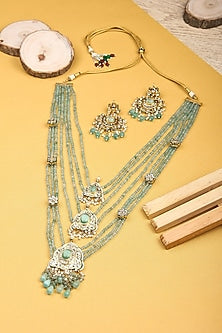 Gold Plated Kundan Polki Long Necklace Set