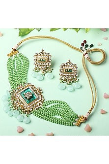 Gold Plated Kundan Polki Choker Necklace Set