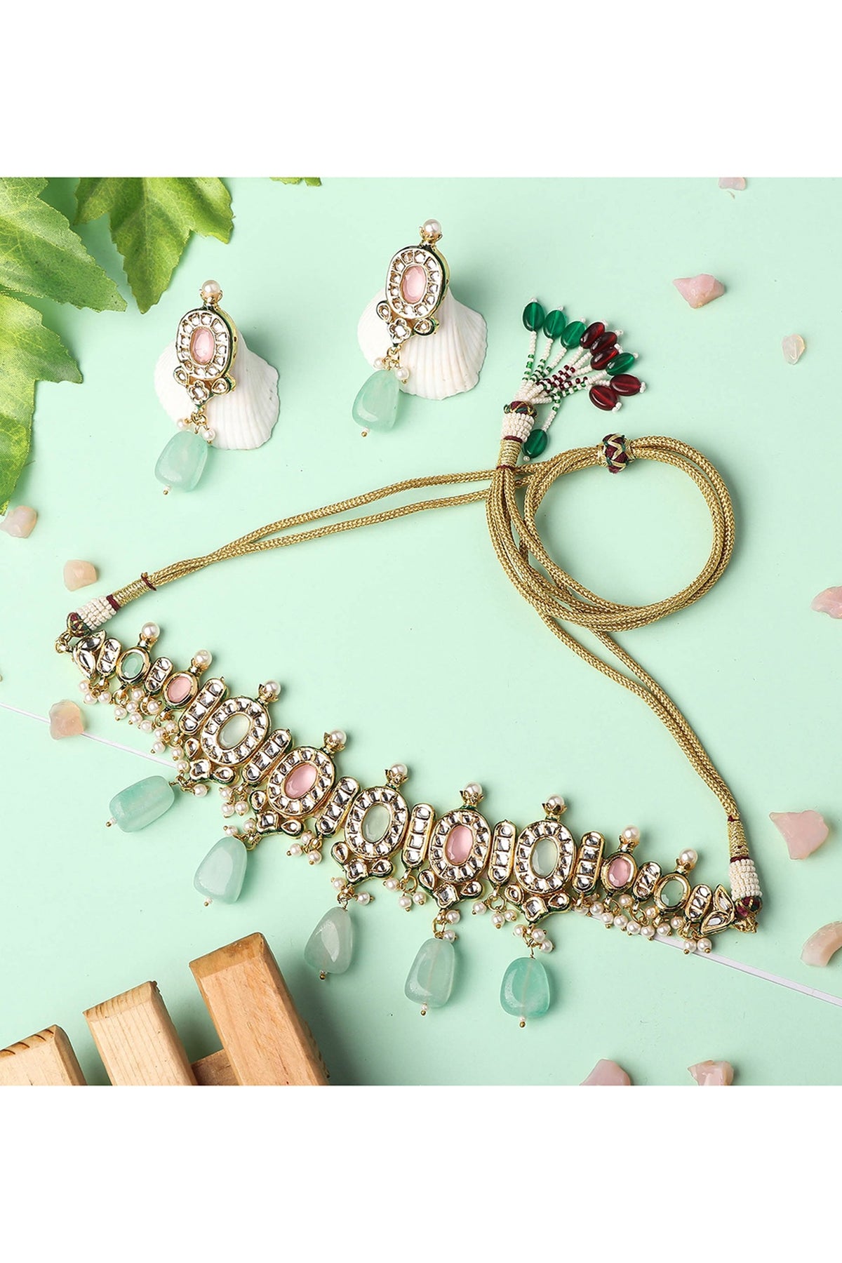 Gold Plated Pearl Choker Necklace Set