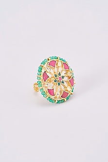 Gold Plated Kundan Polki Ring