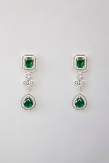White Finish Zircon & Emerald Necklace Set
