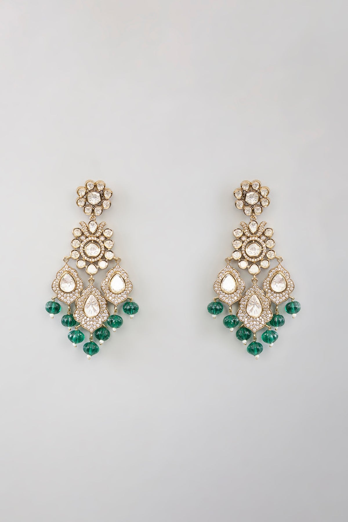 Two Tone Finish Kundan Polki & Beaded Necklace Set