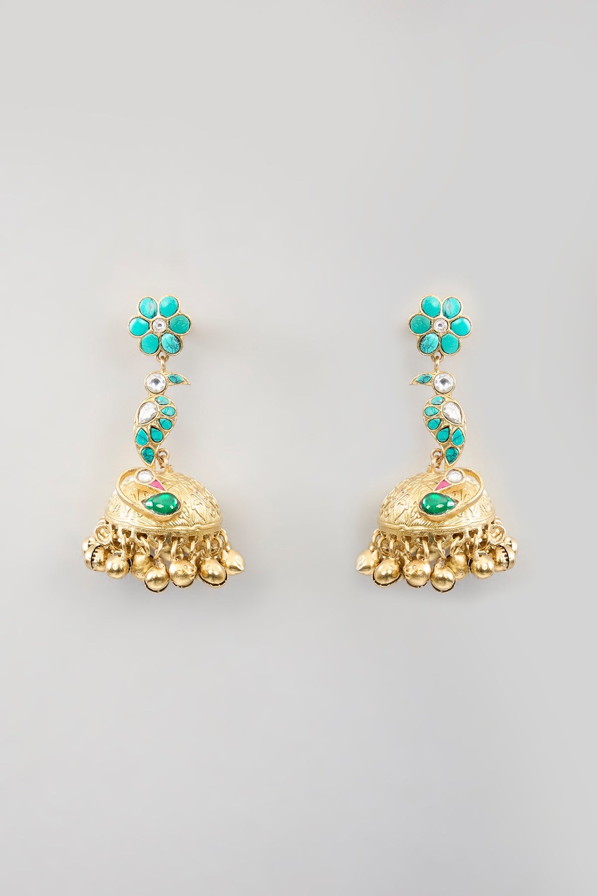 Gold Finish Kundan Polki & Beaded Necklace Set