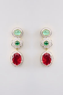 Two Tone Finish Multi-Colored Stone & Zircon Necklace Set
