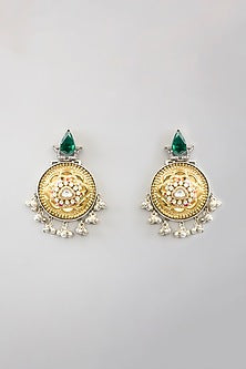 Gold Finish Kundan Polki & Beaded Necklace Set
