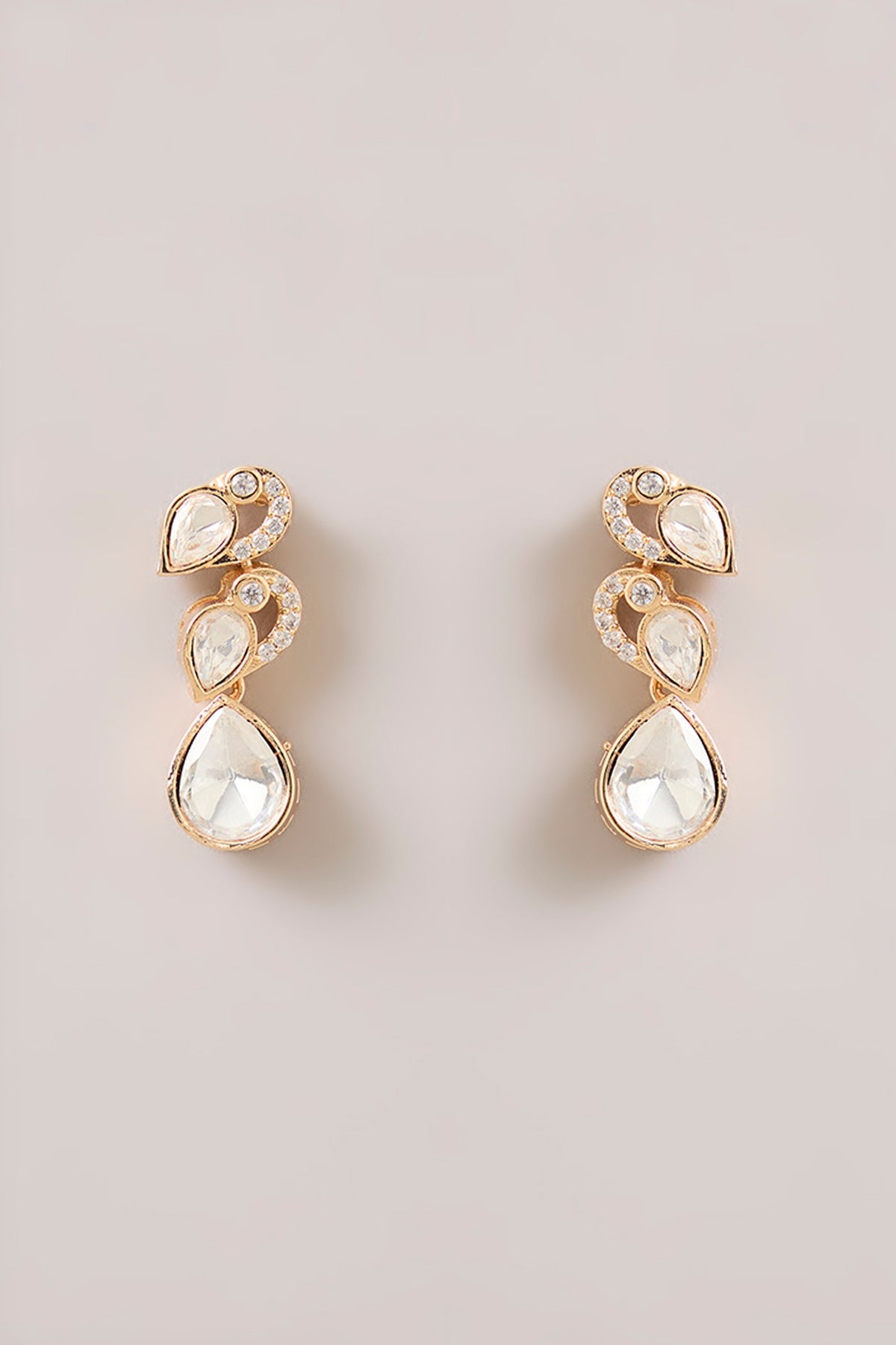 Gold Finish Marquise-Cut Crystal Necklace Set