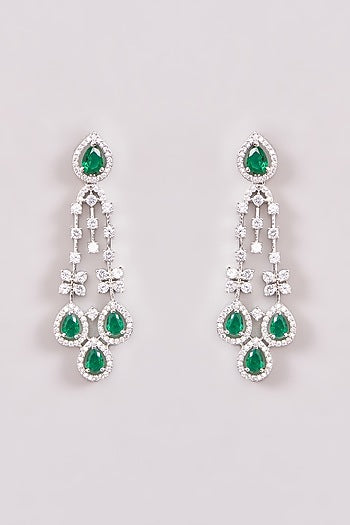 White Rhodium Finish Zircon Necklace Set
