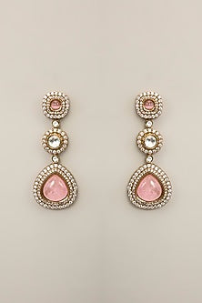 Two-Tone Finish Pink Zircon Beaded Necklace Set