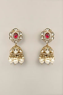Gold Finish Kundan Polki Necklace Set