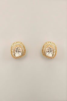 Gold Finish Kundan Polki & Pearl Necklace Set