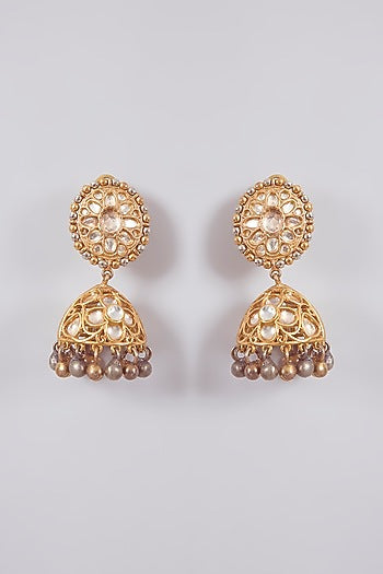 Gold Finish Kundan Polki Necklace Set