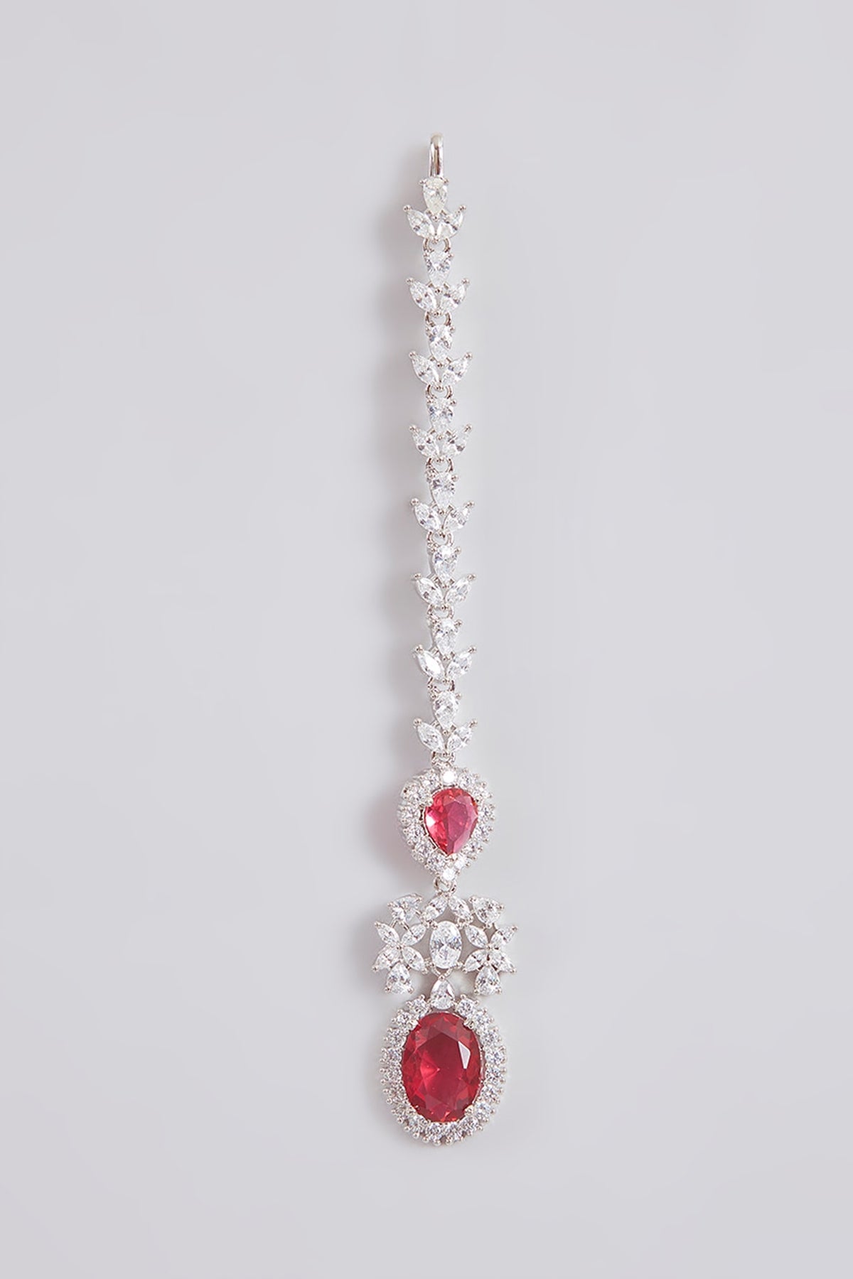 Gold Finish Kundan Polki & Ruby Stone Maangtikka