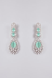 Silver Finish Crystal & Blue Stone Necklace Set