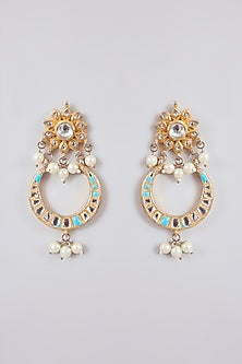 Silver Finish Turquoise Stone Dangler Earrings
