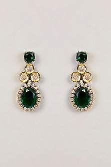 Victorian Finish Emerald Green Stone Choker Necklace Set