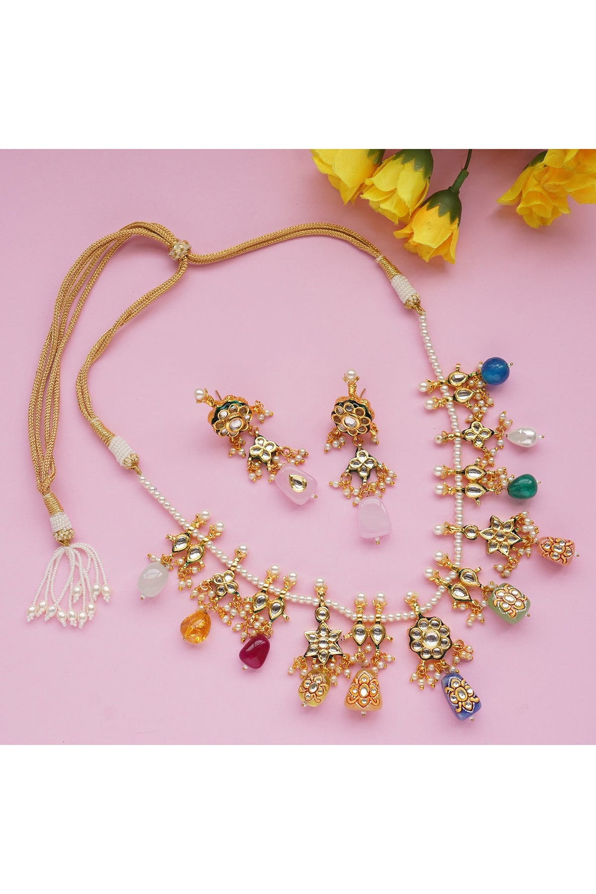 Gold Plated Kundan Necklace Set