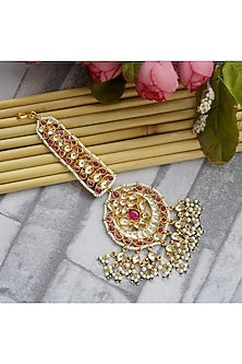 Gold Plated Pearl Drop Maang Tikka