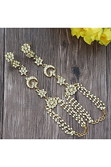 Gold Plated Kundan Hathphool