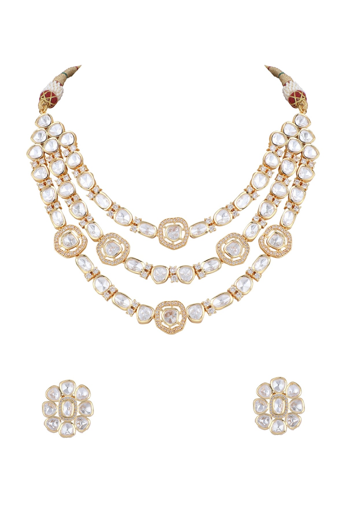 Gold Plated Kundan Polki Necklace Set