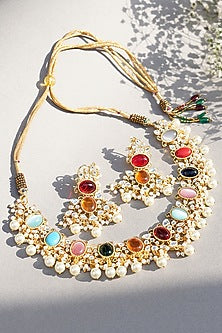 Gold Plated Kundan Polki Necklace Set