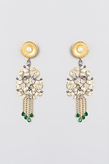 Gold Plated Kundan Polki Dangler Earrings