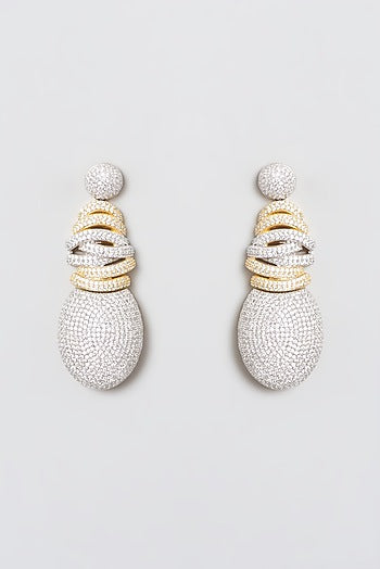 White Finish Zircon Dangler Earrings