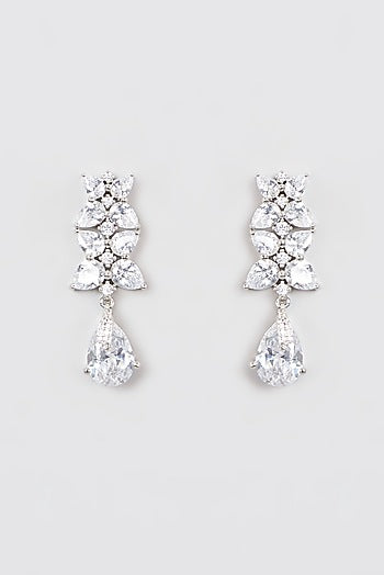 White Finish Zircon Dangler Earrings