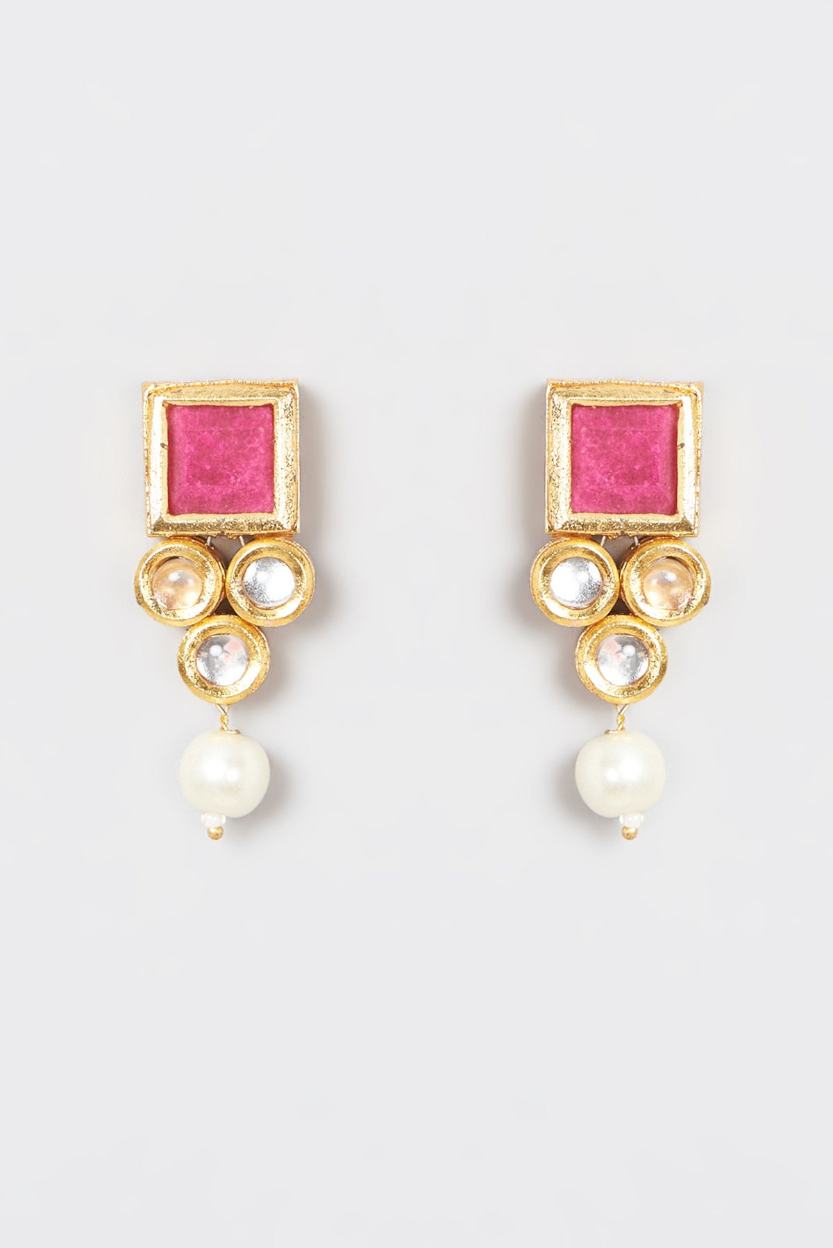 Gold Plated Kundan Polki & Pearl Necklace Set
