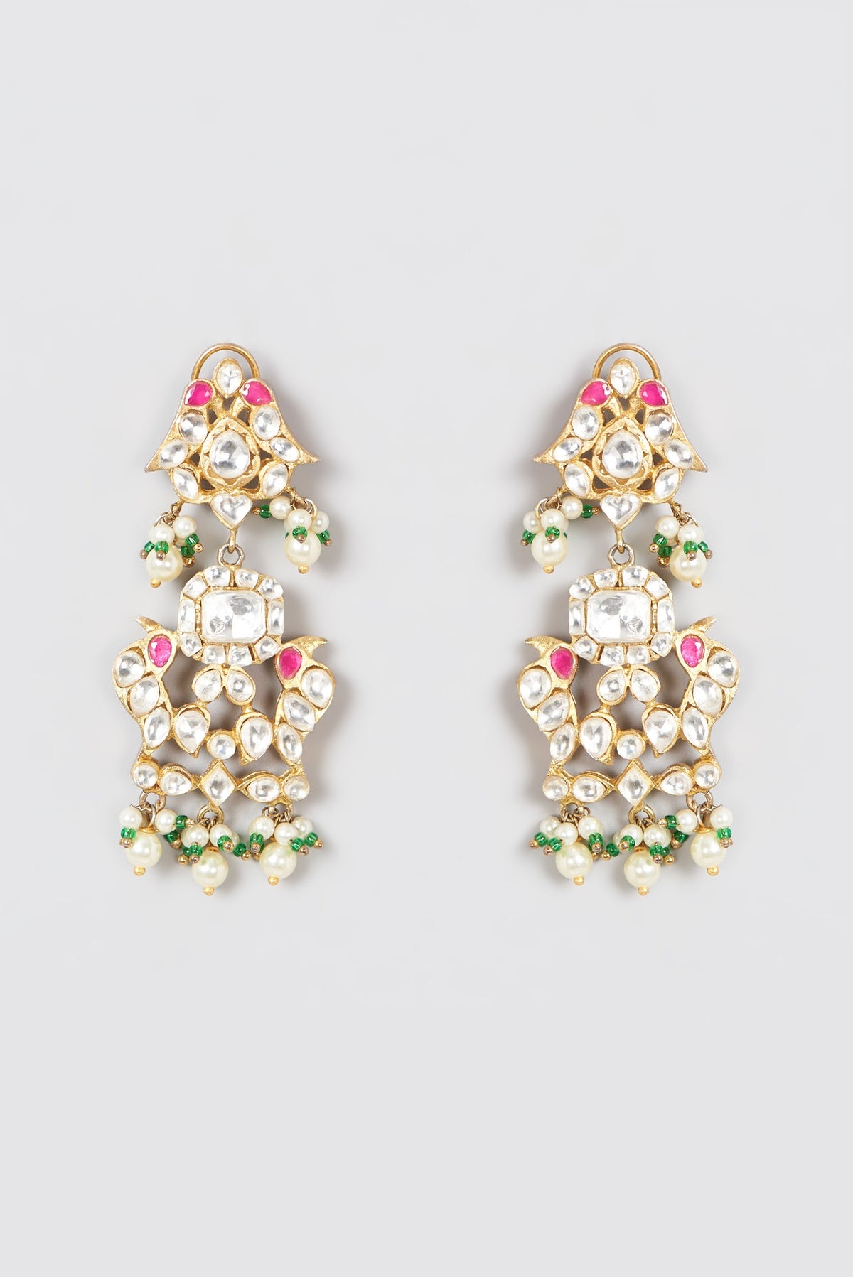 Gold Plated Kundan Polki & Pearl Necklace Set