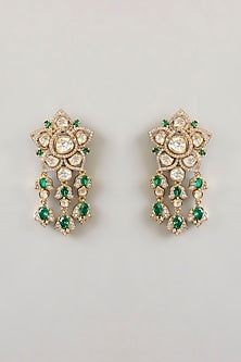 Gold Finish Kundan Polki & Diamond Necklace Set