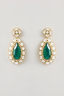 Gold Finish Kundan Polki Pendant Necklace Set