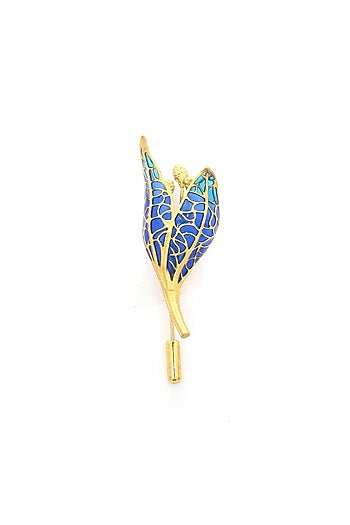 Blue & Gold Enamelled Brass Brooch