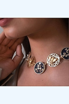 Gold Finish Bee Enamelled Necklace Set