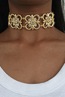 Gold Plated Swarovski Adjustable Choker Necklace