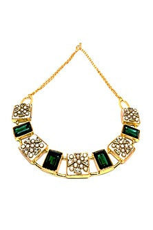 Gold Finish Shell Stone Necklace