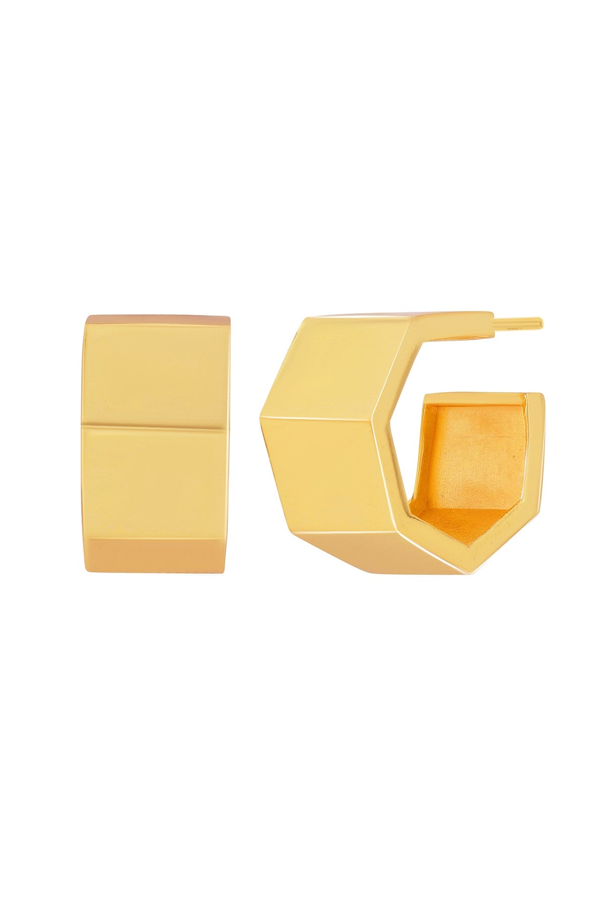 Gold Plated Hexagonal Mini Hoop Earrings
