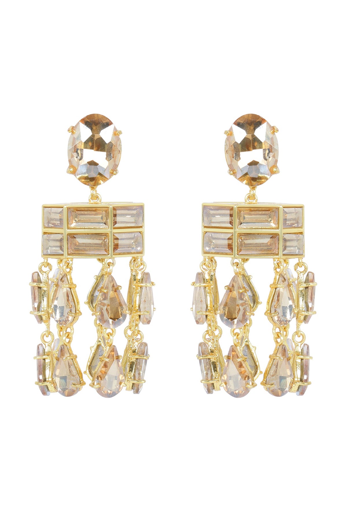 Gold Finish Crystal Dangler Earrings