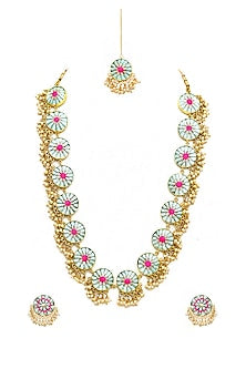 Gold Finish Matte Necklace Set