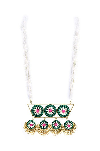 Gold Finish Three Toned Necklace