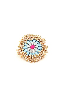Gold Finish Zari Thread Embroidered Ring