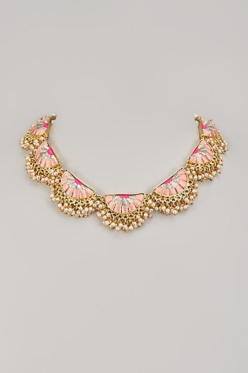 Gold Matte Finish Embellished Necklace