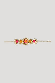 Matte Gold Finish Embroidered Layered Necklace Set